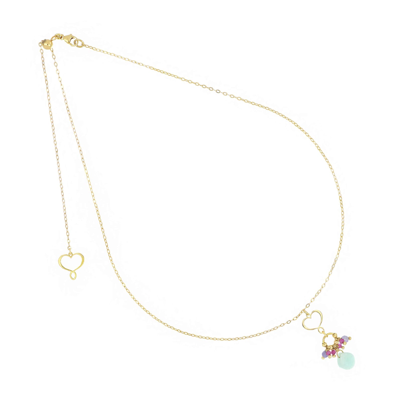 Collana Maman et Sophie in argento dorato e goccia amazzonite MISURA UNICA