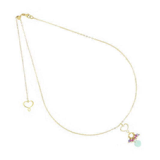 Collana Maman et Sophie in argento dorato e goccia amazzonite MISURA UNICA