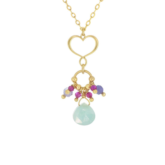 Collana Maman et Sophie in argento dorato e goccia amazzonite MISURA UNICA