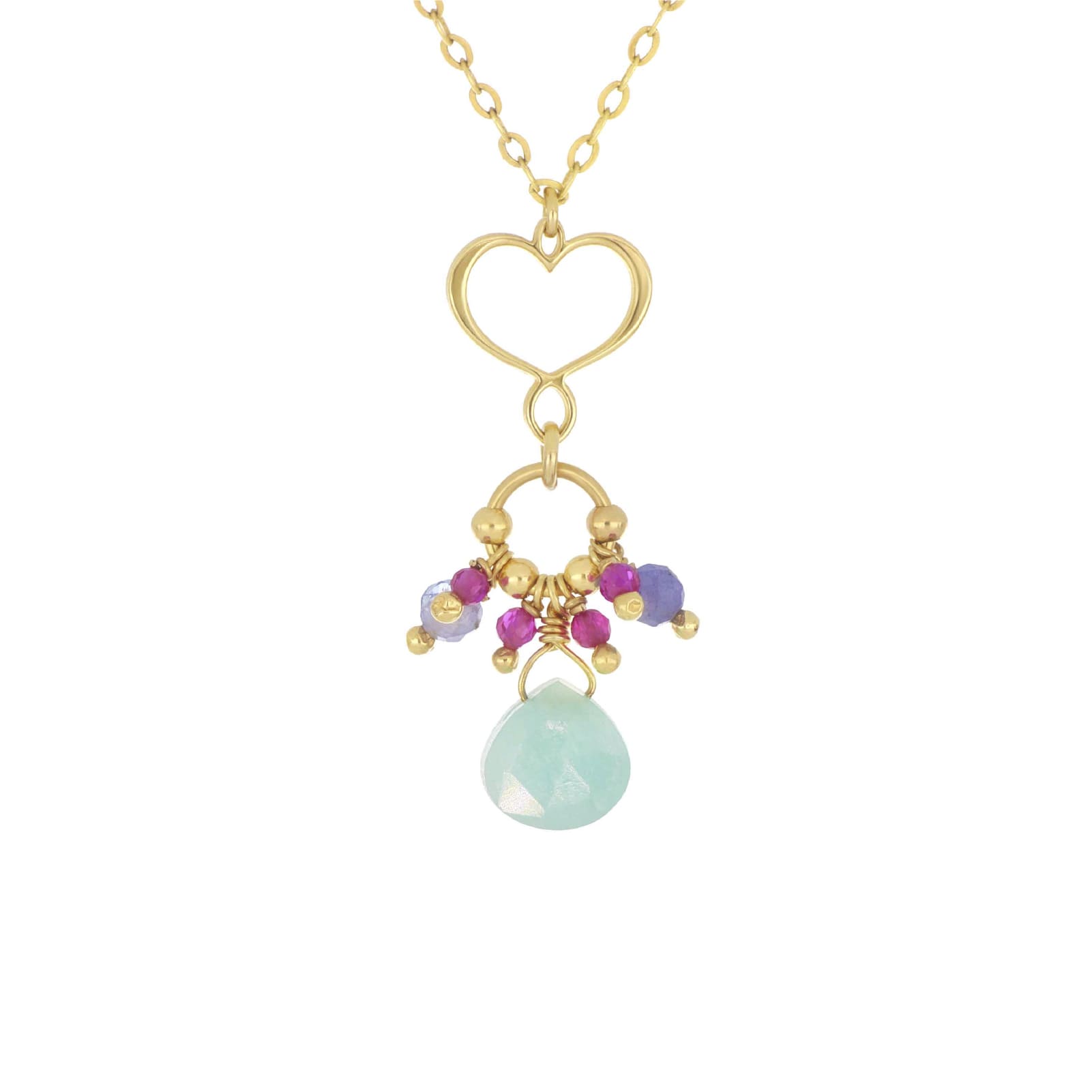 Collana Maman et Sophie in argento dorato e goccia amazzonite MISURA UNICA