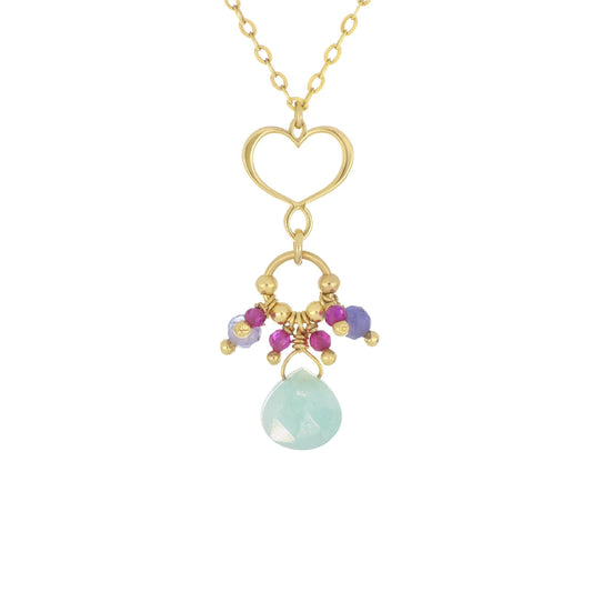Collana Maman et Sophie in argento dorato e goccia amazzonite MISURA UNICA