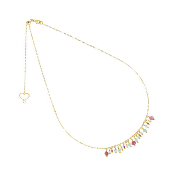 Collana Maman et Sophie Frange in argento dorato tormalina rosa MISURA UNICA