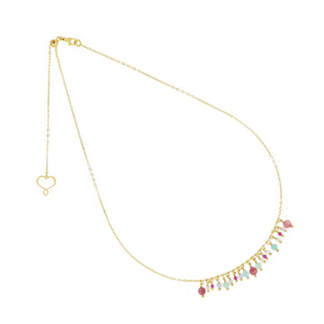 Collana Maman et Sophie Frange in argento dorato tormalina rosa MISURA UNICA