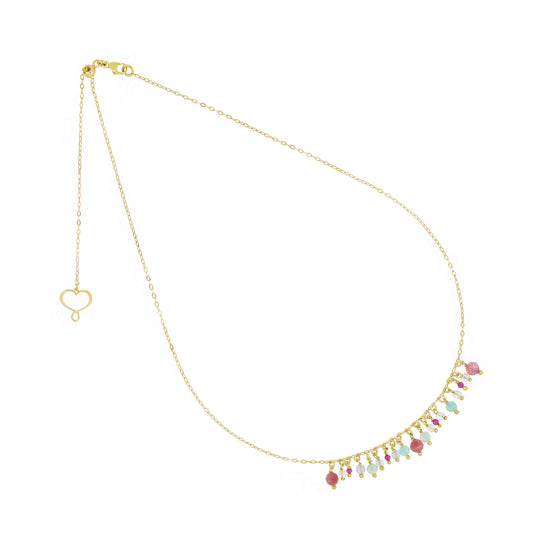 Collana Maman et Sophie Frange in argento dorato tormalina rosa MISURA UNICA