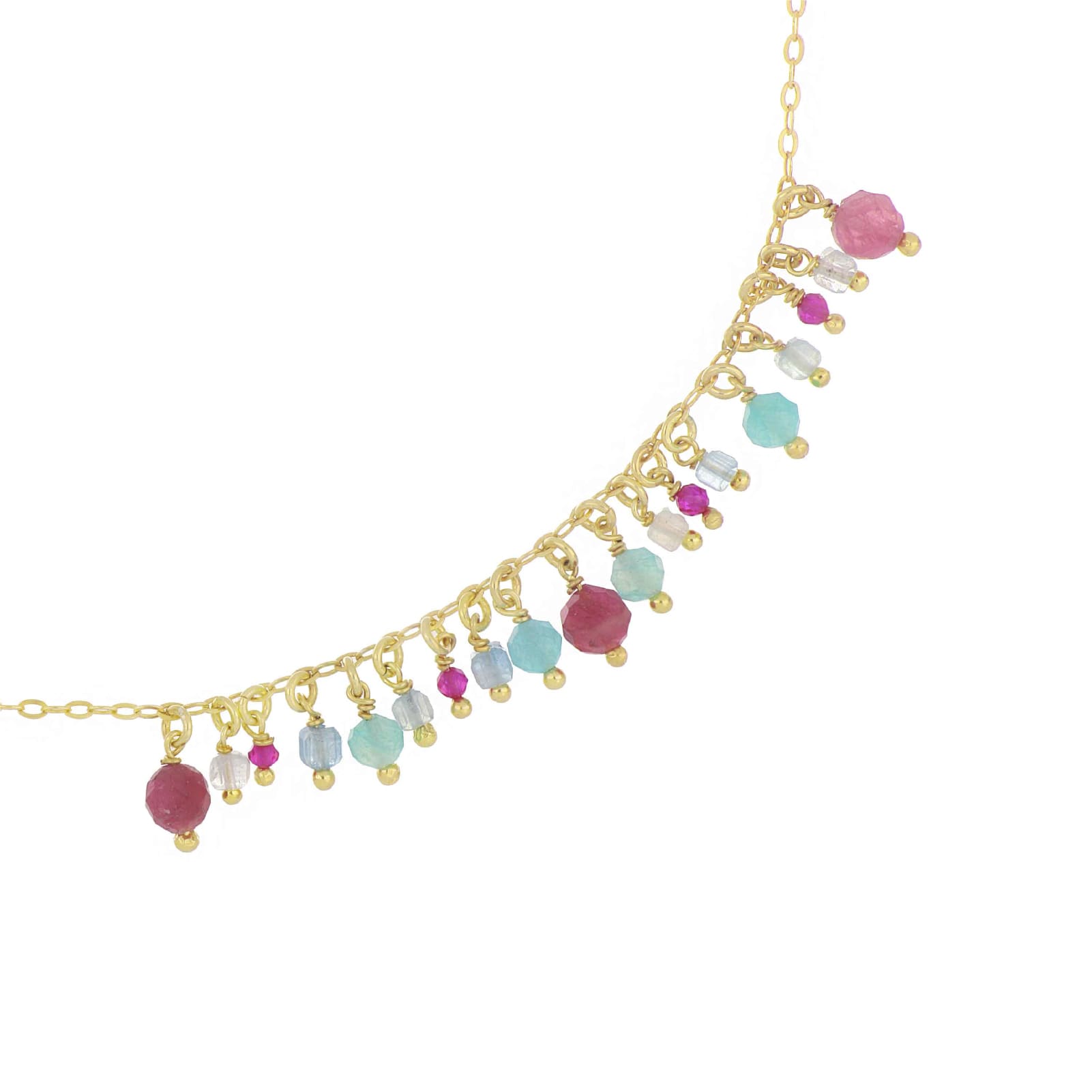 Collana Maman et Sophie Frange in argento dorato tormalina rosa MISURA UNICA
