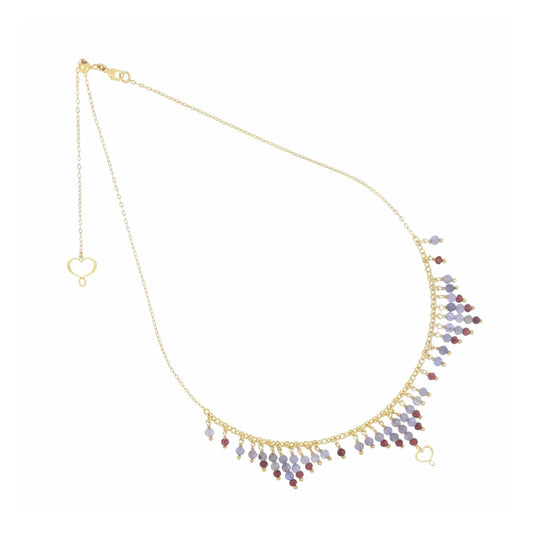 Collana Maman et Sophie argento dorato tanzanite e granato MISURA UNICA