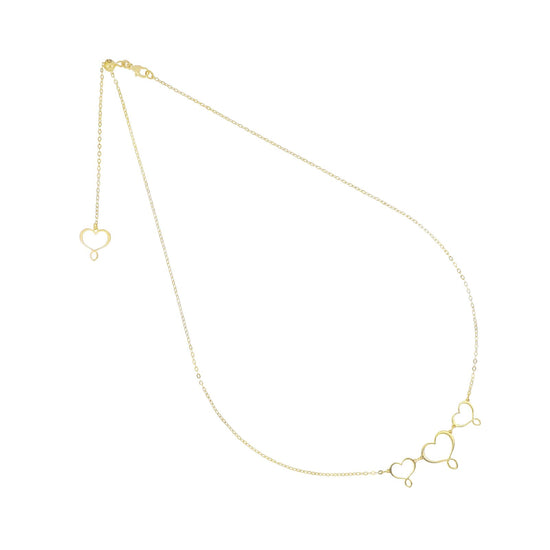Collana girocollo Maman et Sophie in argento dorato tre cuori MISURA UNICA