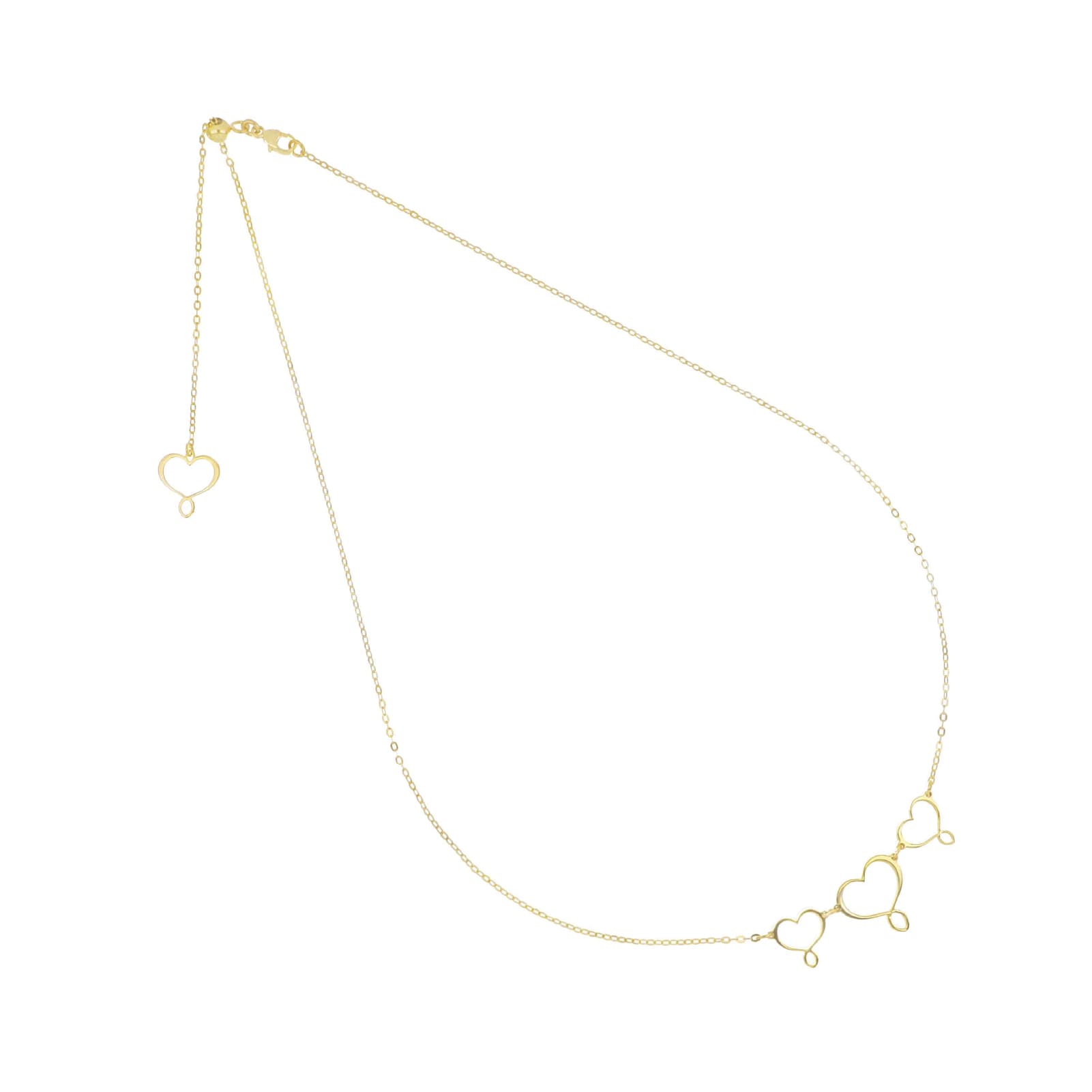 Collana girocollo Maman et Sophie in argento dorato tre cuori MISURA UNICA