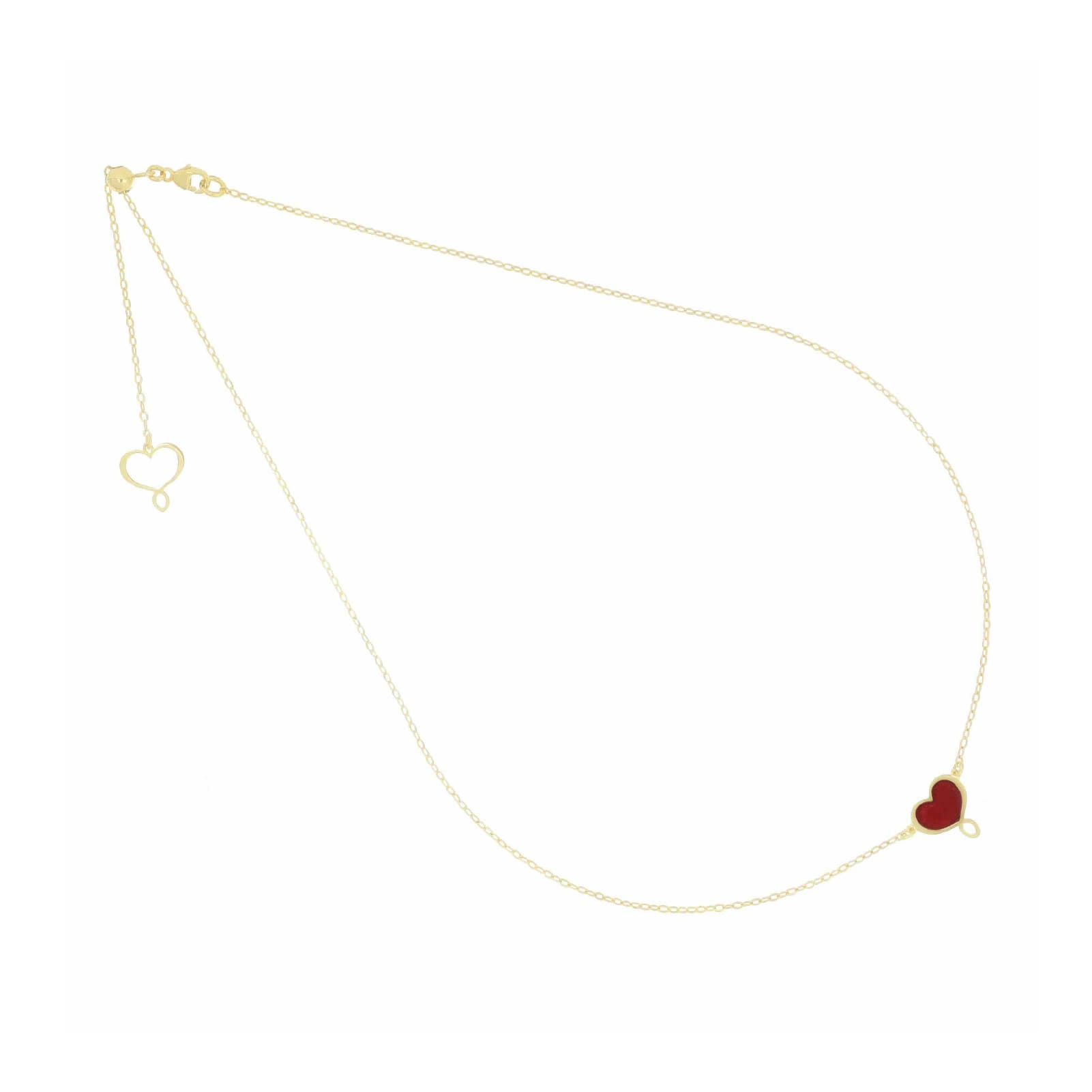 Collana Maman et Sophie argento dorato cuore smalto bordeaux MISURA UNICA