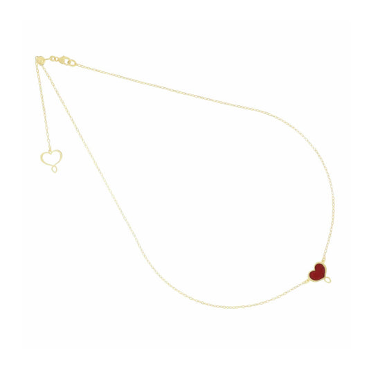 Collana Maman et Sophie argento dorato cuore smalto bordeaux MISURA UNICA