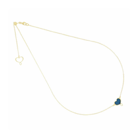 Collana Maman et Sophie argento dorato cuore con smalto blu MISURA UNICA