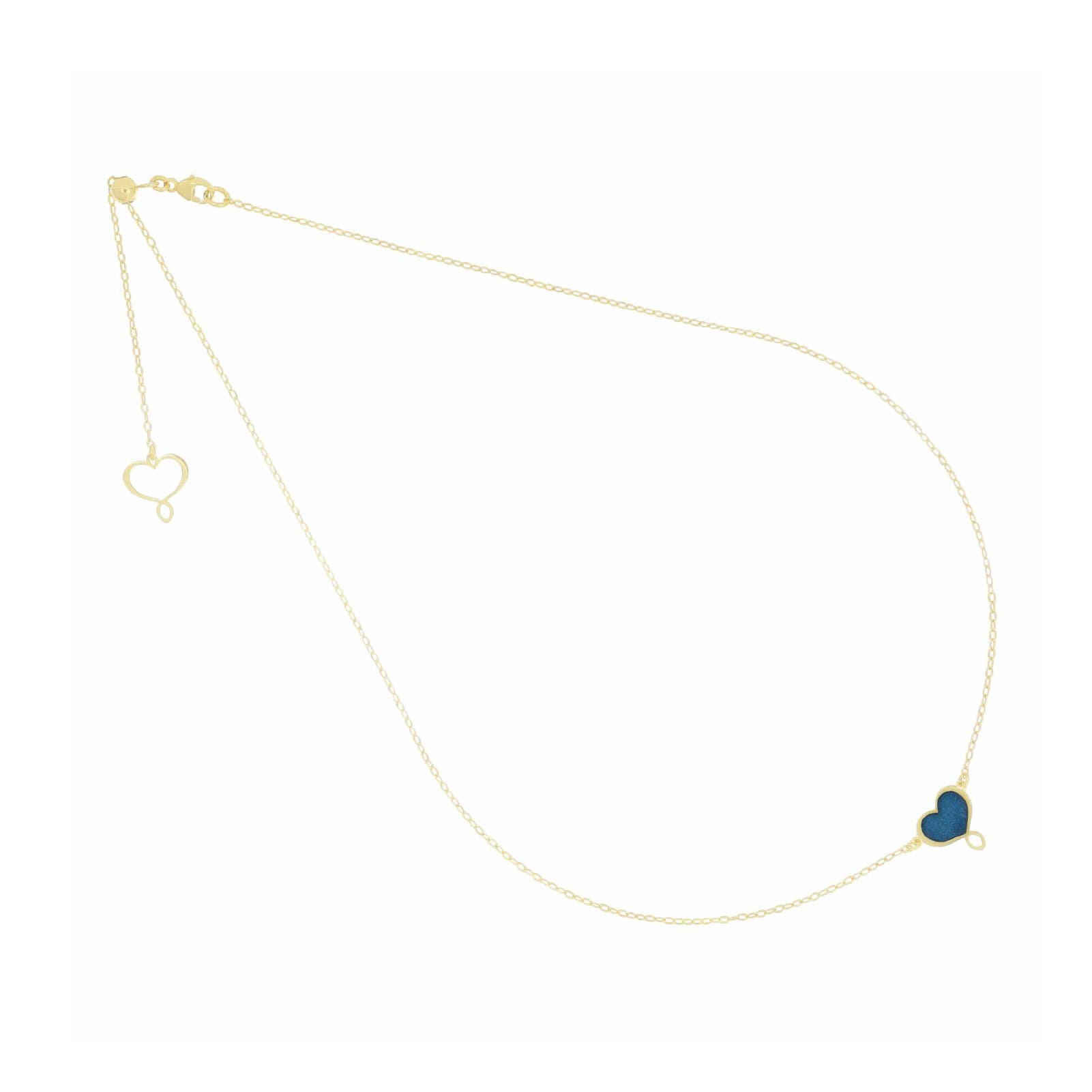 Collana Maman et Sophie argento dorato cuore con smalto blu MISURA UNICA