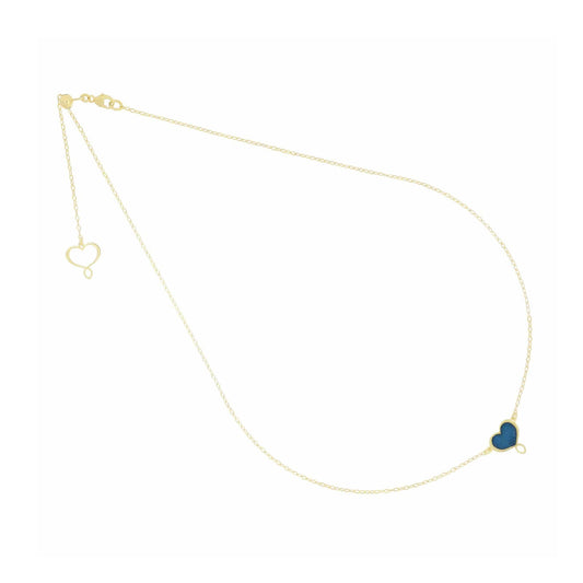 Collana Maman et Sophie argento dorato cuore con smalto blu MISURA UNICA