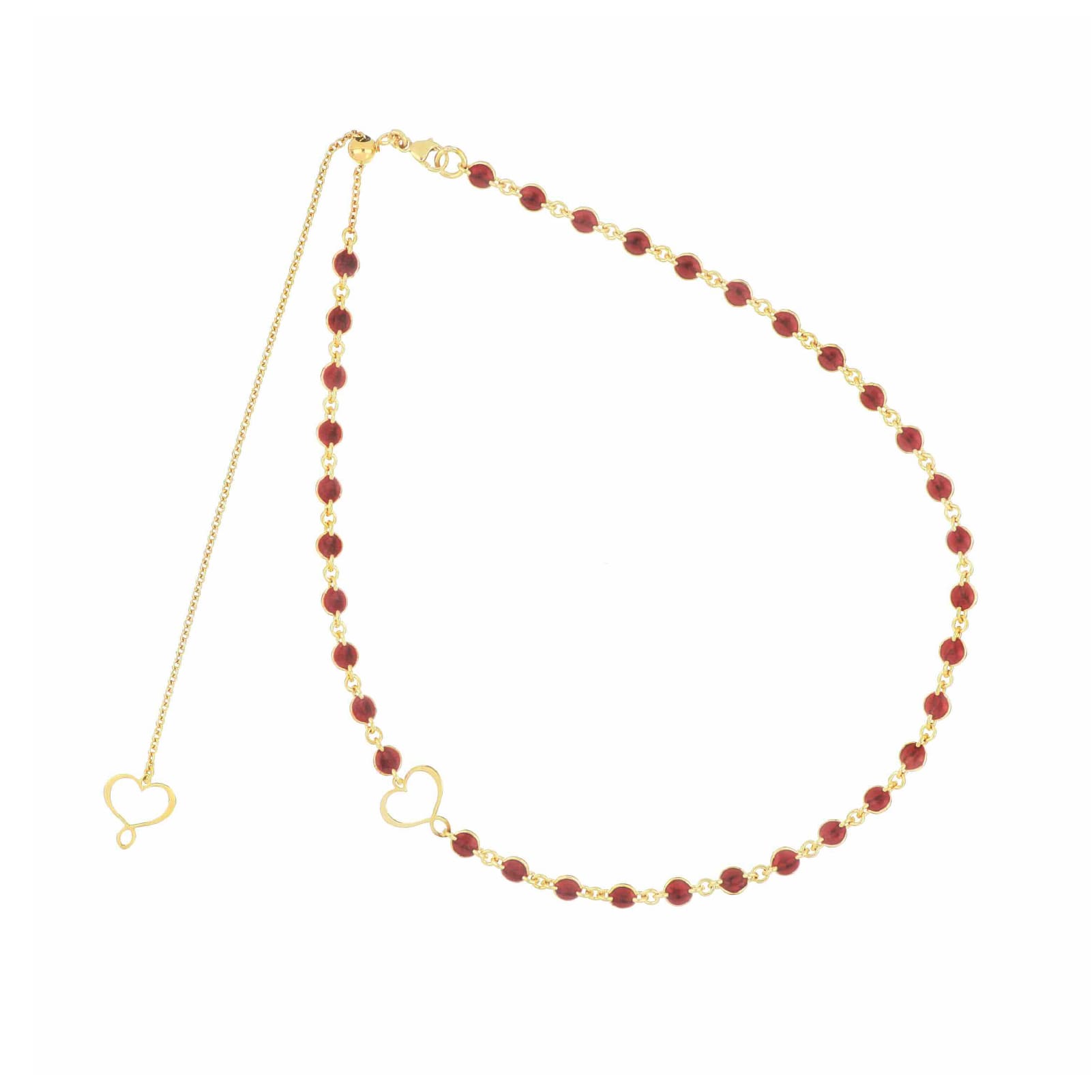 Collana Maman et Sophie in argento dorato con smalto bordeaux MISURA UNICA