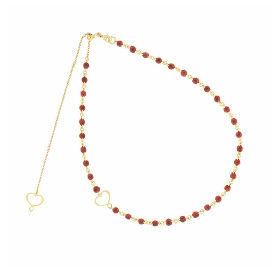 Collana Maman et Sophie in argento dorato con smalto bordeaux MISURA UNICA