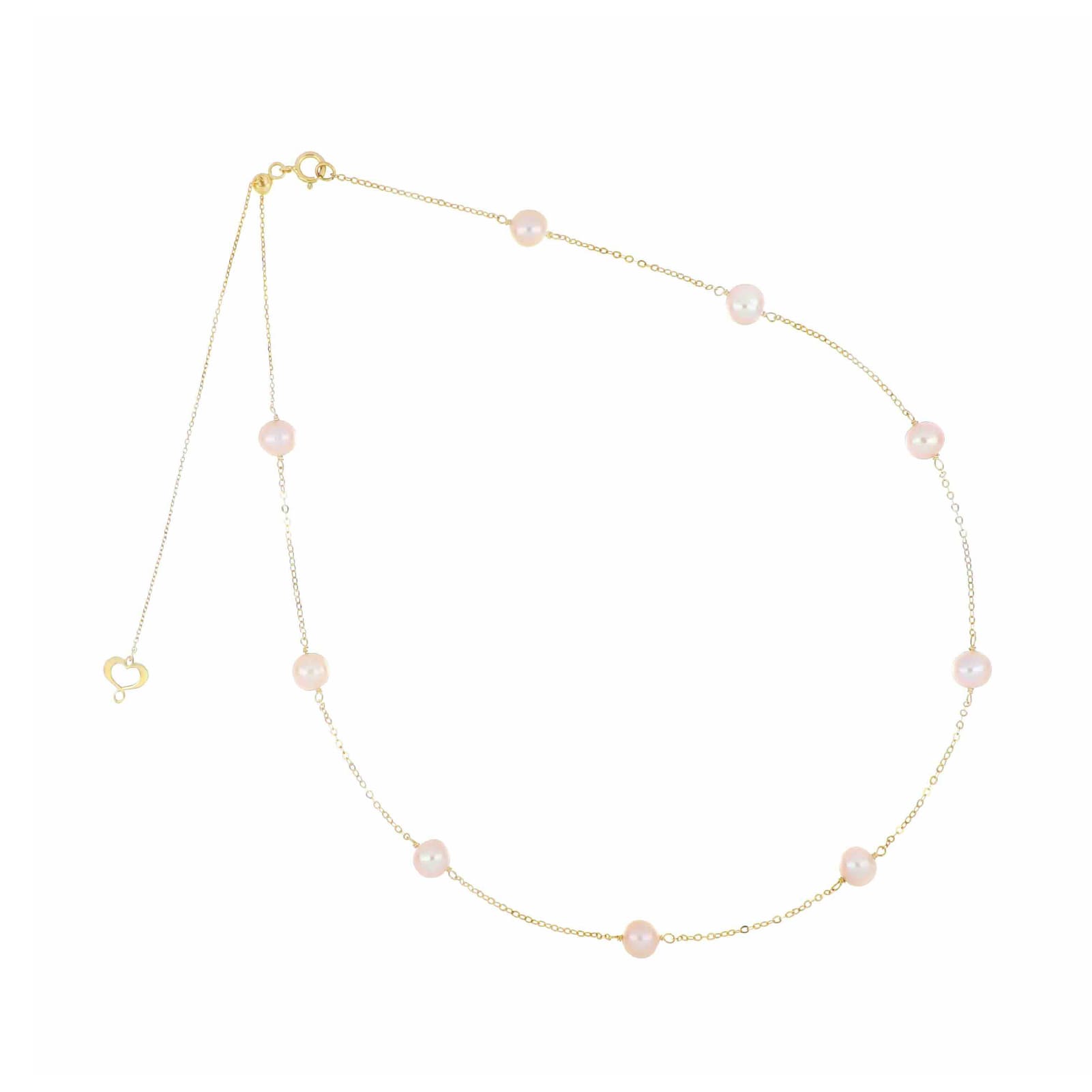Collana Maman et Sophie in oro giallo 18k con perle rosa MISURA UNICA