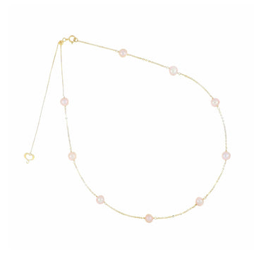 Collana Maman et Sophie in oro giallo 18k con perle rosa MISURA UNICA