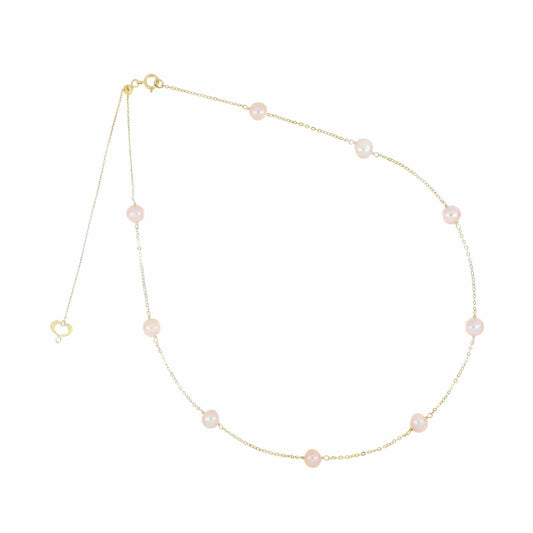 Collana Maman et Sophie in oro giallo 18k con perle rosa MISURA UNICA