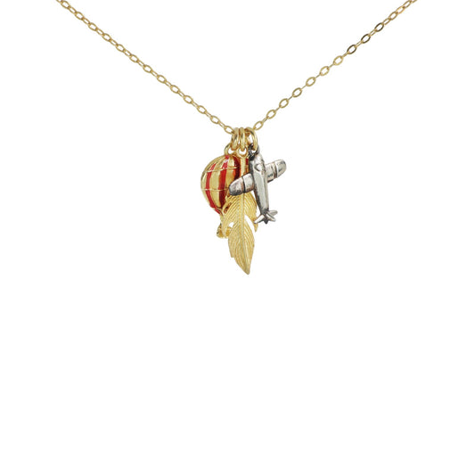 Collana girocollo Maman et Sophie in argento pvd oro piuma MISURA UNICA