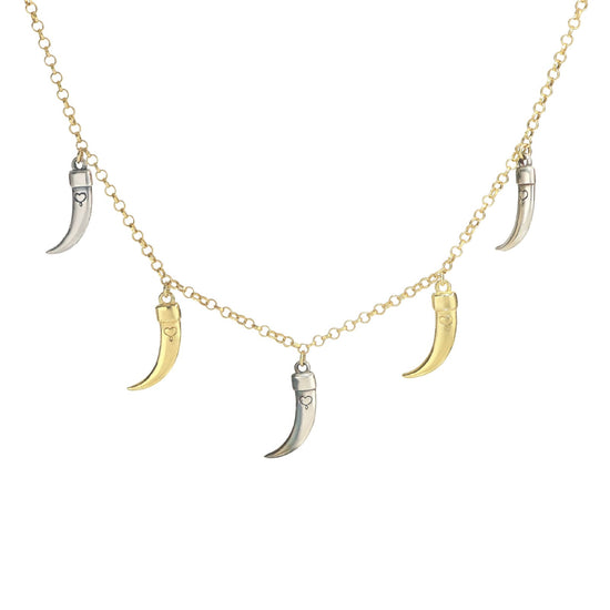 Collana girocollo Maman et Sophie argento pvd oro 5 zanne MISURA UNICA