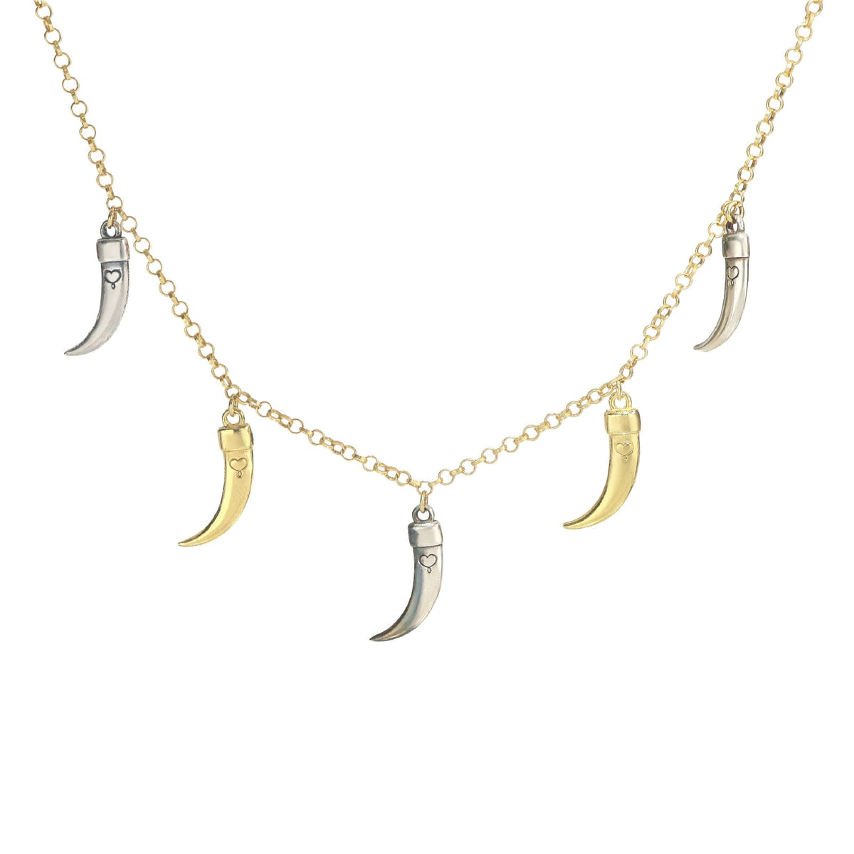Collana girocollo Maman et Sophie argento pvd oro 5 zanne MISURA UNICA