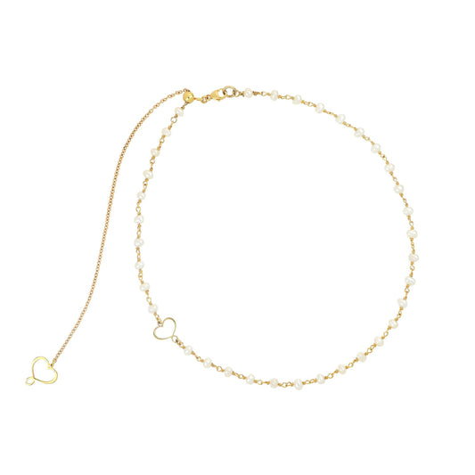 Collana girocollo Maman et Sophie in argento pvd oro e perle MISURA UNICA