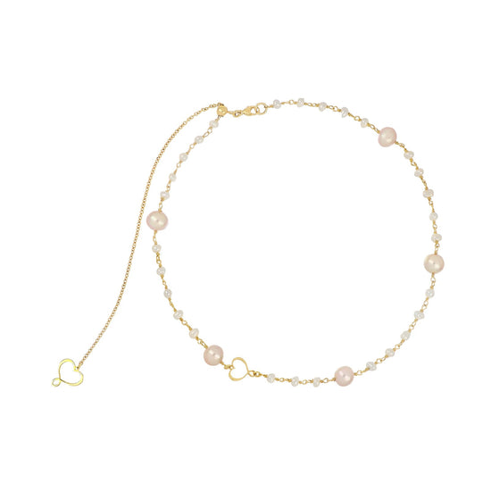 Collana girocollo Maman et Sophie argento pvd oro perle rosa MISURA UNICA