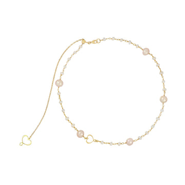 Collana girocollo Maman et Sophie argento pvd oro perle rosa MISURA UNICA