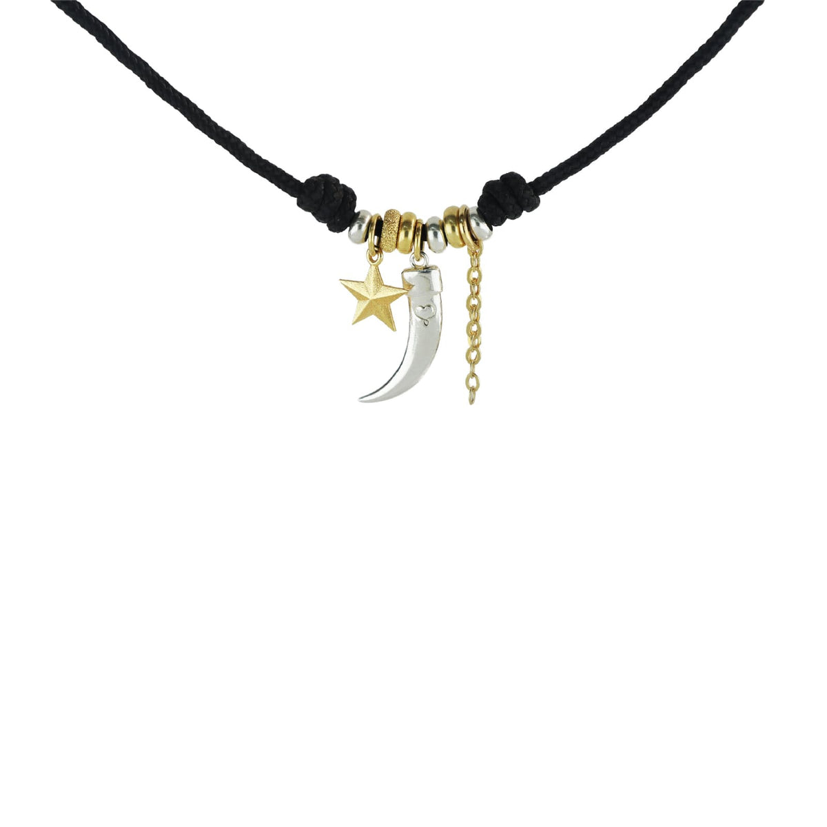 Collana girocollo Maman et Sophie cordino nero con charms MISURA UNICA