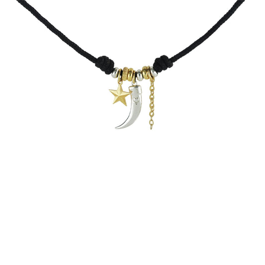 Collana girocollo Maman et Sophie cordino nero con charms MISURA UNICA