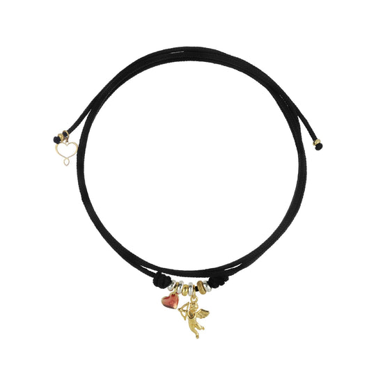 Collana girocollo Maman et Sophie in cordino nero amore MISURA UNICA