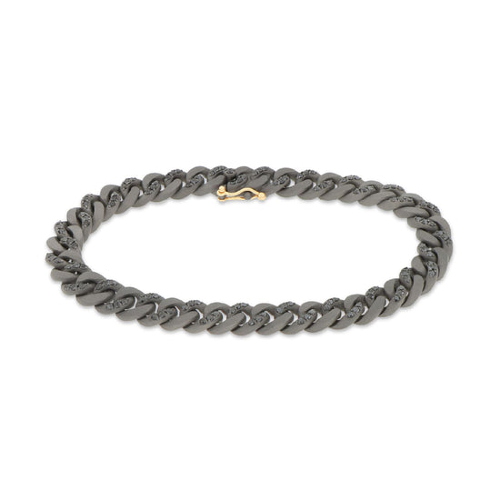 Bracciale Mano J in titanio catena groumette diamanti e oro 18,5 cm