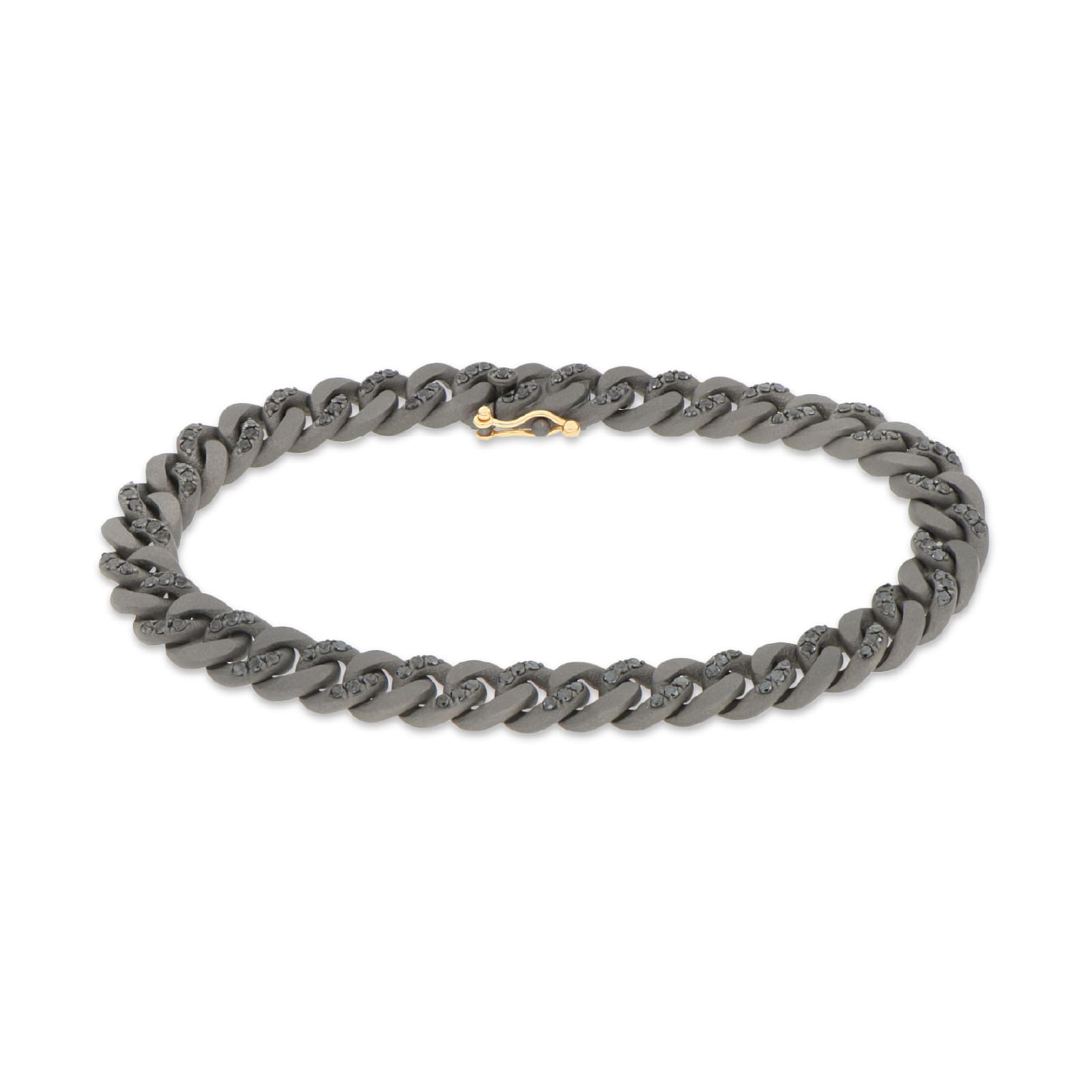Bracciale Mano J in titanio catena groumette diamanti e oro 18,5 cm