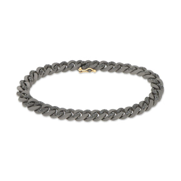 Bracciale Mano J in titanio catena groumette diamanti e oro 18,5 cm