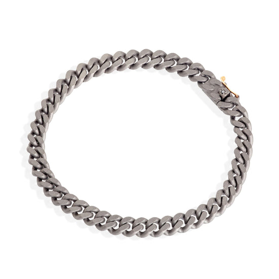 Bracciale Mano J in titanio e oro rosso 18kt catena groumette 18,5 cm