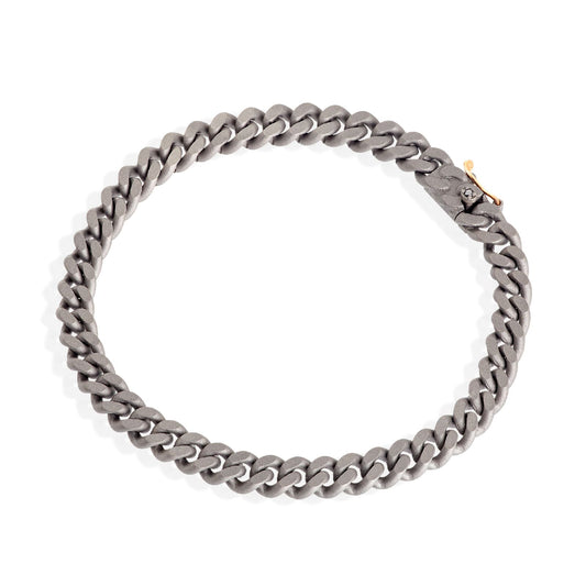 Bracciale Mano J in titanio e oro rosso 18kt catena groumette 18,5 cm