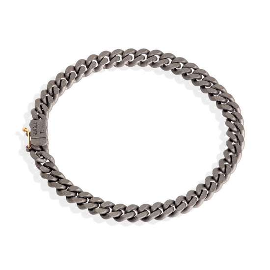 Bracciale Mano J in titanio e oro rosso 18kt catena groumette 18,5 cm