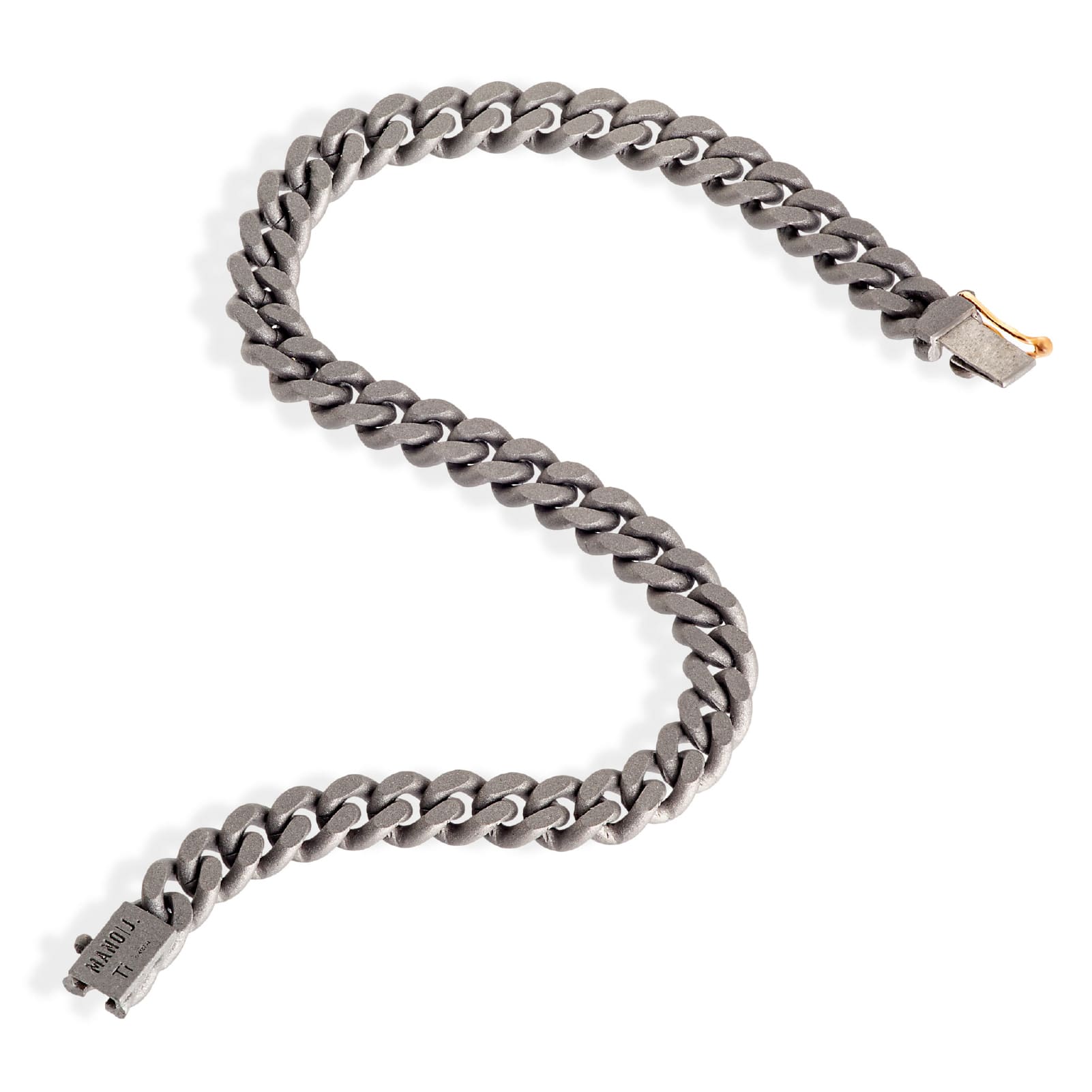 Bracciale Mano J in titanio e oro rosso 18kt catena groumette 18,5 cm