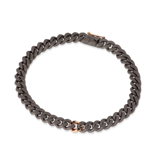 Bracciale catena Mano J in oro 9kt con diamanti neri 0,05ct 18,5 cm