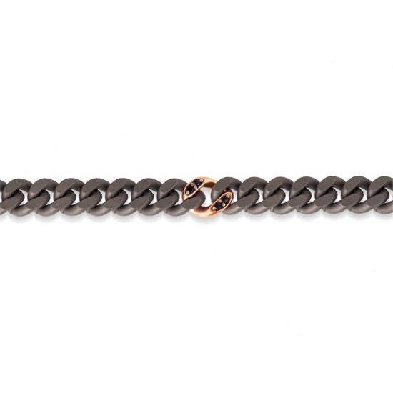 Bracciale catena Mano J in oro 9kt con diamanti neri 0,05ct 18,5 cm