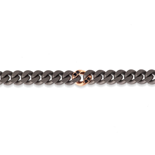 Bracciale catena Mano J in oro 9kt con diamanti neri 0,05ct 18,5 cm