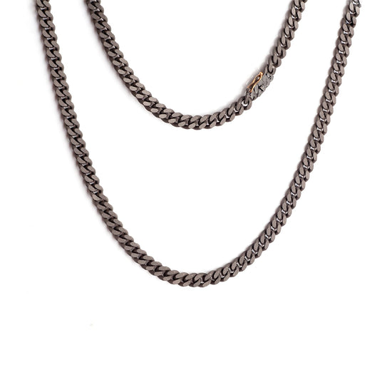 Collana Mano J in titanio con catena groumette e diamanti MISURA UNICA
