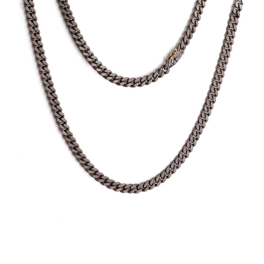 Collana Mano J in titanio con catena groumette e diamanti MISURA UNICA