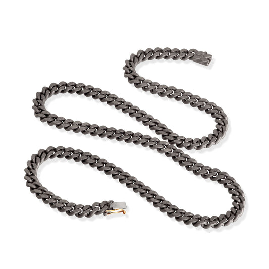 Collana Mano J in titanio con catena groumette e diamanti MISURA UNICA