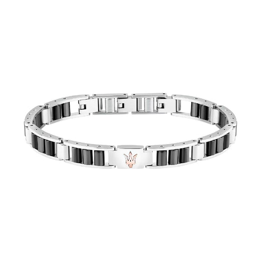 Bracciale catena da uomo Maserati in acciaio rodiato e nero