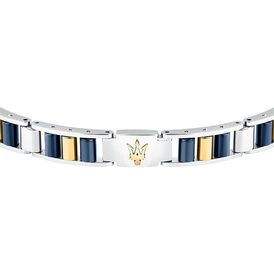 Bracciale catena da uomo Maserati in acciaio dorato e blu