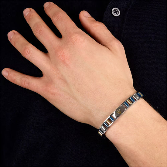Bracciale catena da uomo Maserati in acciaio dorato e blu