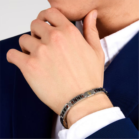 Bracciale catena da uomo Maserati acciaio rodiato e nero