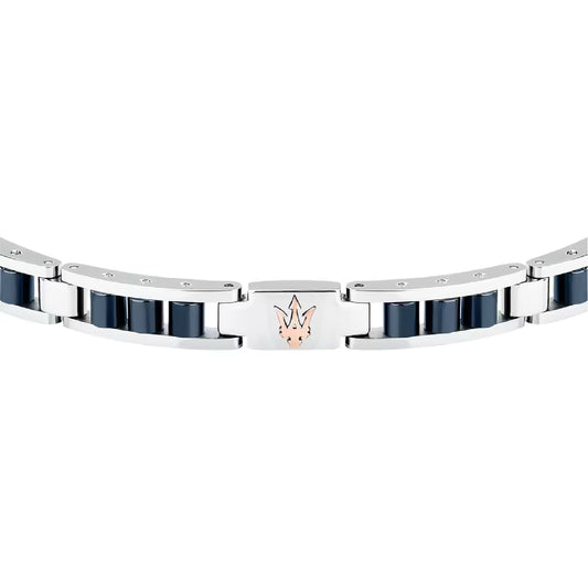 Bracciale catena da uomo Maserati acciaio rodiato e blu