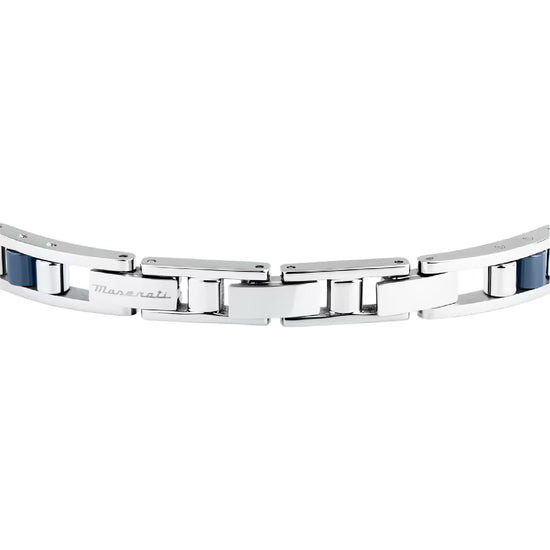 Bracciale catena da uomo Maserati acciaio rodiato e blu
